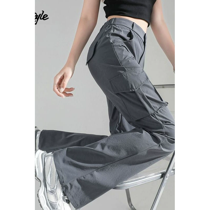 Женские расклешенные комбинезоны в американском стиле, новые летние тонкие модные повседневные брюки-клеш с высокой талией.