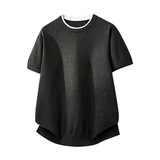 ZY8116-3D简约高级感上衣宽松休闲T恤美式假两件短袖针织衫，男装针织衫/毛衣，星座614