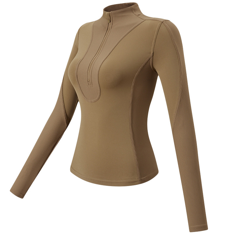 Cross-border half zipper yoga clothes women's autumn and winter tight sports long-sleeved running fitness jacket training Pilates top