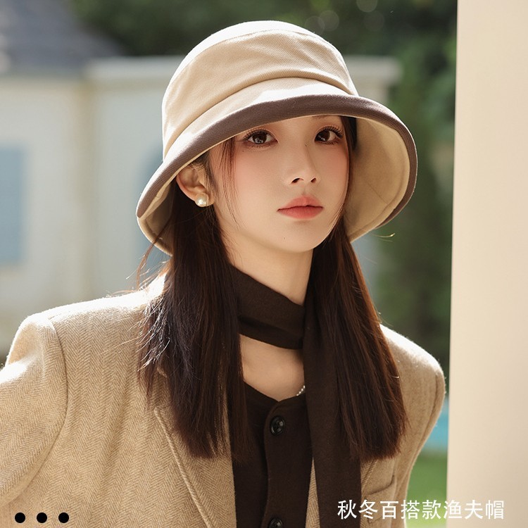 毛呢渔夫帽女秋冬季法式优雅复古赫本风蝴蝶结气质名媛卷边礼帽子|undefined