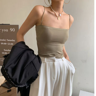 Small Camisole Women's White Tube Top Base with Chest Pad Large Size Hot Girl Outer Wear Beautiful Back Seamless Inner Top