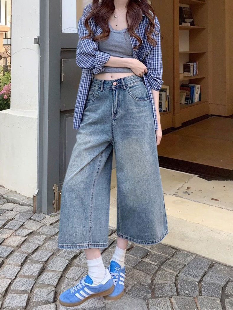 Jean large taille haute pour femme coupe ample style décontracté_voghion.com