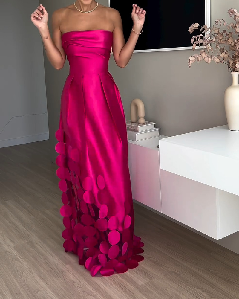 Slim Fit Type Wholesale Women's Elegant Sexy Solid Color Banquet Cocktail Party Strapless Sleeveless Party Dress