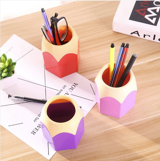 Estilo explosivo transfronterizo cabezal de lápiz de color creativo portalápices de color de contraste Versión coreana del portalápices de escritorio de papelería multifuncional para estudiantes