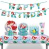 new pattern Ariel mermaid princess paper cup Tray tissue Knife and fork party suit Supplies