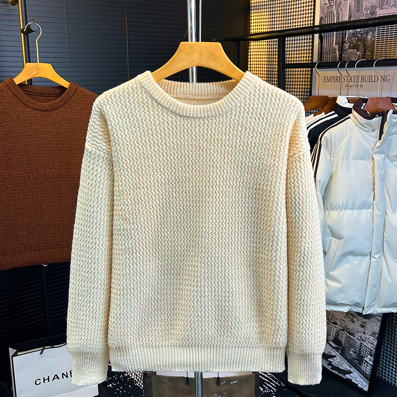 Retro cuello redondo suéter de viento perezoso hombre hombro primavera y otoño suelto multifacé suelto chaqueta de jersey de alta calidad abrigo