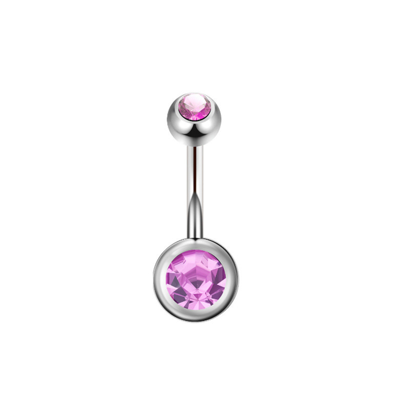 Stainless Steel Banana Bar Double-ended Rhinestone Ball Piercing, European And American Body Piercing Jewelry, Colorful_voghion.com