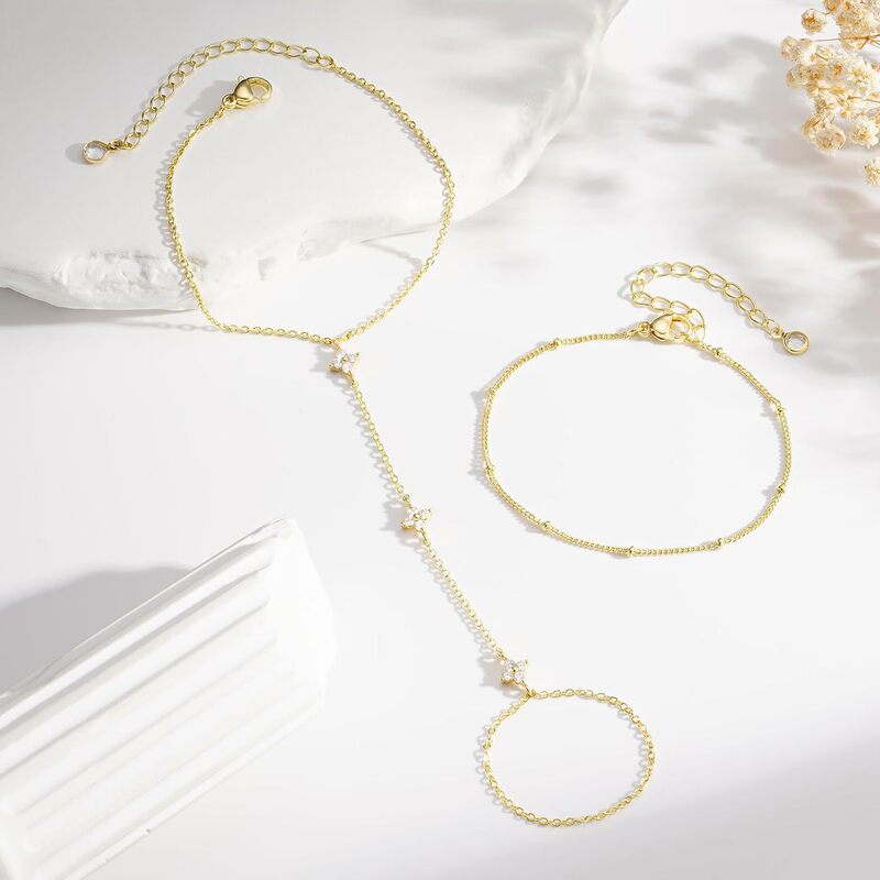New European and American cross-border finger chain, niche design with a high-end feel, versatile and stylish finger ring chain New European and American cross-border finger chain, niche design with a high-end feel, versatile and stylish finger ring chain