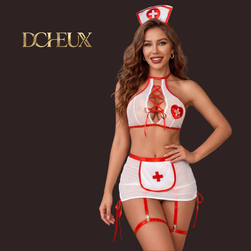 DCHEUX Cross-Border Foreign Trade European and American Sexy Lingerie for Women, Hollow Out Nurse Outfit with Nurse Cap, Uniform Temptation Wholesale DCHEUX Cross-Border Foreign Trade European and American Sexy Lingerie for Women, Hollow Out Nurse Outfit with Nurse Cap, Uniform Temptation Wholesale