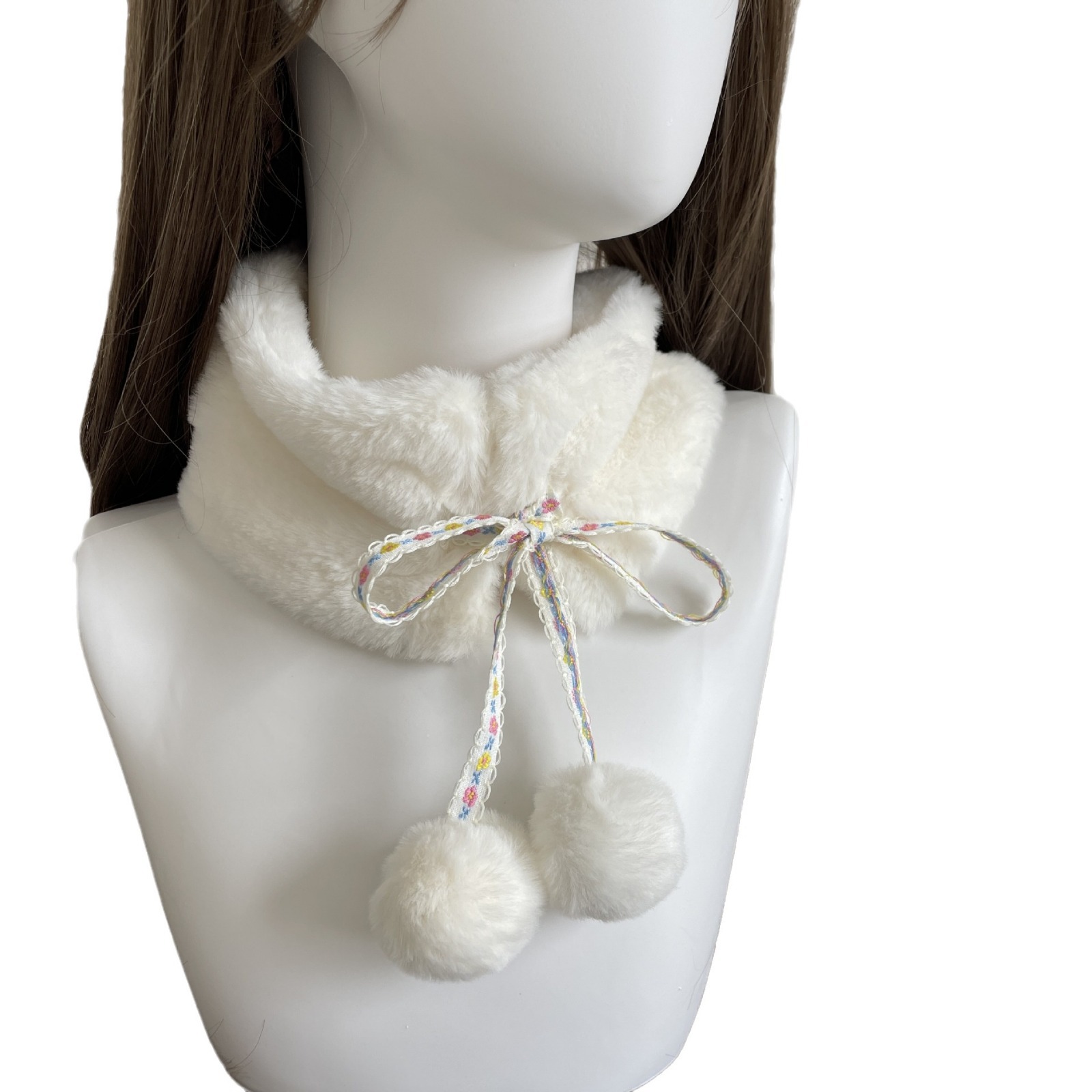 Otoño y invierno en relieve de engrosamiento de piel cálida bufandas de pelusa pelusa atada pelusa pelusa lindos collares de pelusa