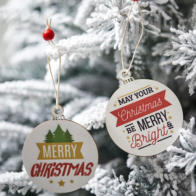 Madera de madera viejos colgantes de Navidad decoraciones de Navidad colgantes de bola de impresión colgantes de árbol de Navidad
