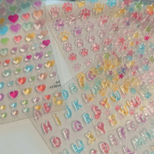 New Transparent Jelly Macaron Star Nail Art Sticker Five-Pointed Star Heart DIY Pen Holder Water Cup Ccd Decoration