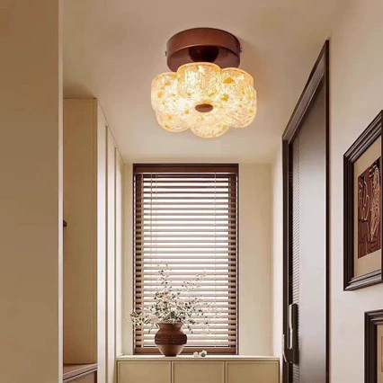 Cream modern ceiling light for corridor, flowered, french style
