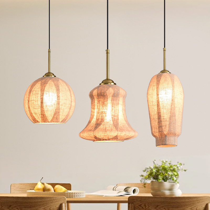 Sudeste de Asia retro lámpara de cristal comedor restaurante iluminación simple tienda creativa lámpara comercial japonés lámparas de lino