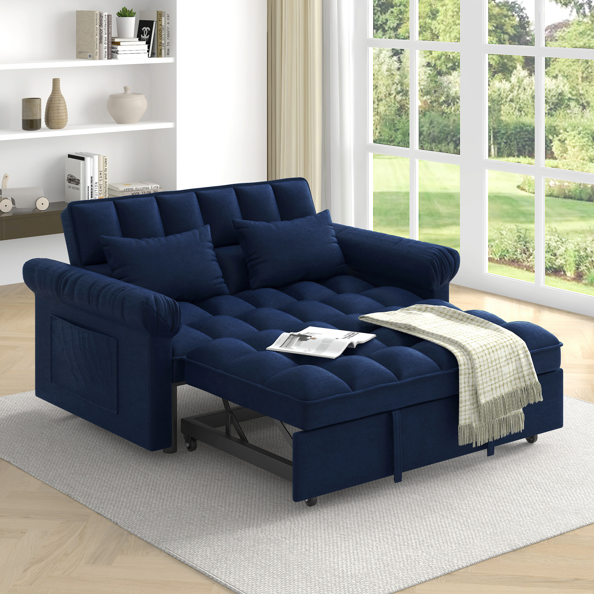 9W Hong Kong pequeño apartamento sofá cama cama sentada multifunción de doble propósito con cama ajustable retráctil plegable doble peine