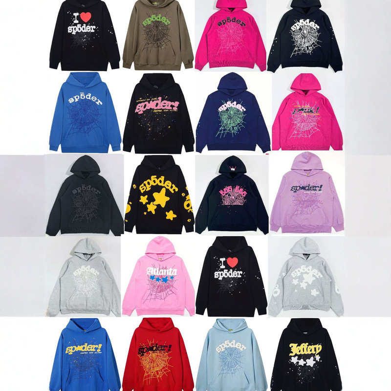 Hooded sweatshirt with spider web, star, and letter patterns, embossed print, American street style trendy jacket, casual pullover Hooded sweatshirt with spider web, star, and letter patterns, embossed print, American street style trendy jacket, casual pullover