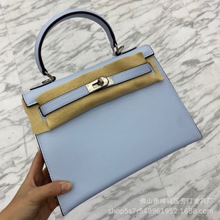 25cm silver buckle gold buckle color matching cross palm print Li Kelly bag women's quality cowhide real Kelly sling one shoulder
