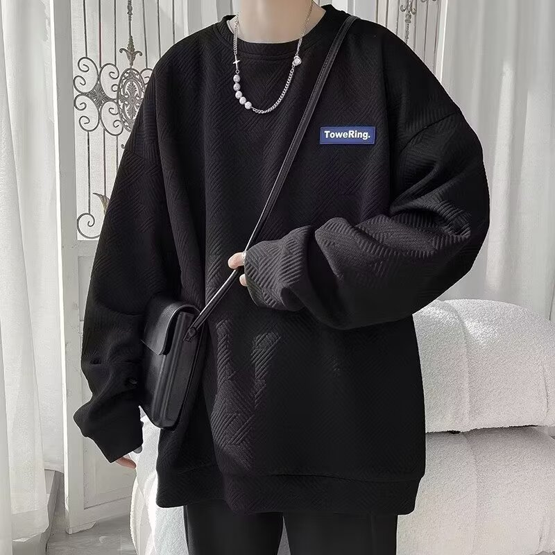 Autumn sweatshirt with a round collar