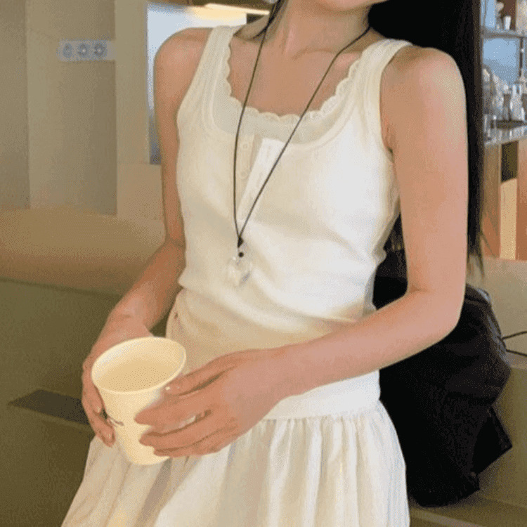 Pure Desire 韓国レースフェイクツーピース I 字型ベスト 2025 女性の痩身ホットガールショートアウタートップ|undefined