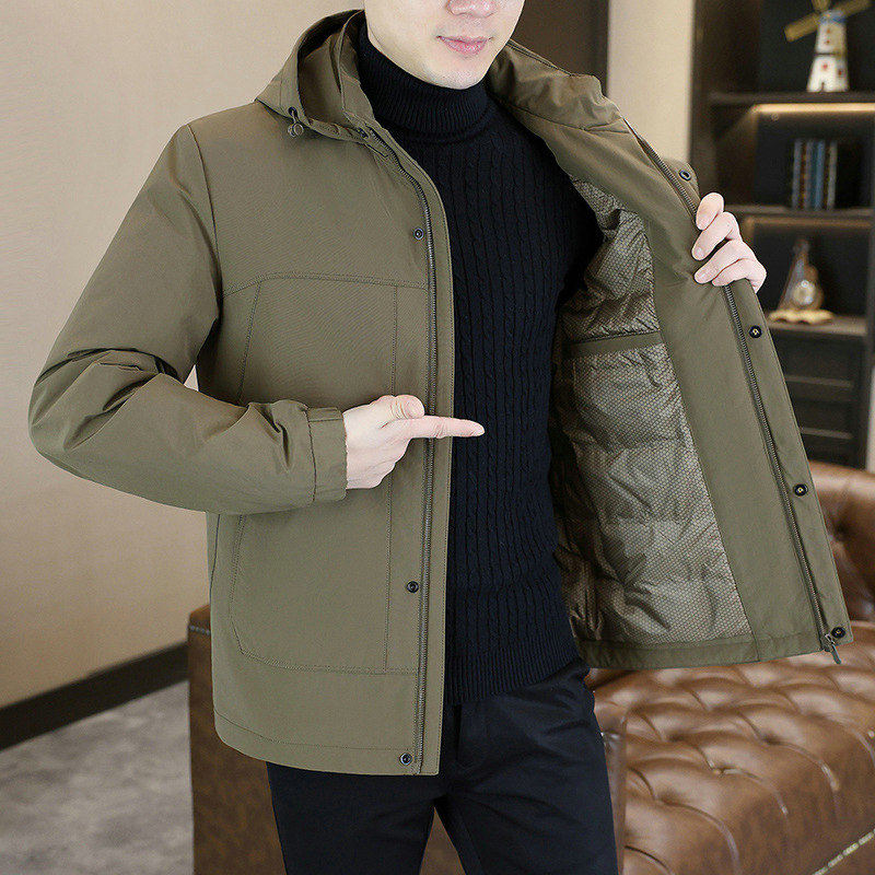 2026 New Men's 90% Duck Down Jacket with Detachable Hood and Windproof Design
