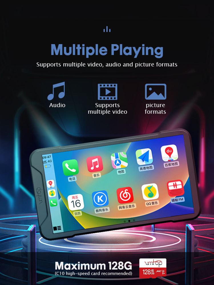 Motorcycle driving recorder HD wireless dual lens intelligent car machine 2K screen navigation carplay