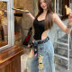Vintage distressed ripped wide-leg jeans women's 2025 spring new loose-fit fashion versatile niche floor-mopping trousers