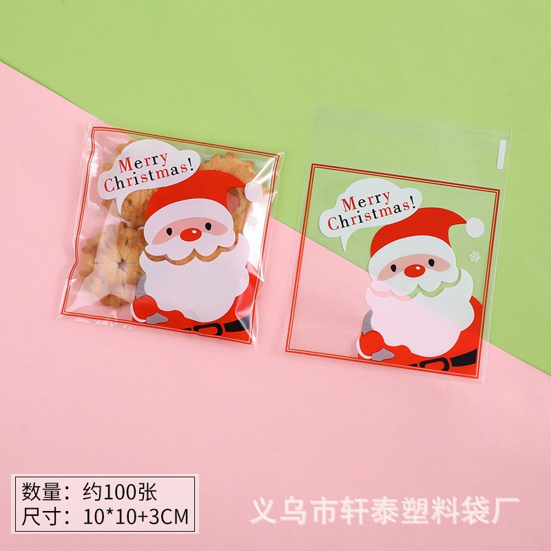 Original Navidad viejo árbol copo de nieve crujiente caramelo autosellante bolsa pegajosa galleta vaca galleta fiesta regalo embalaje