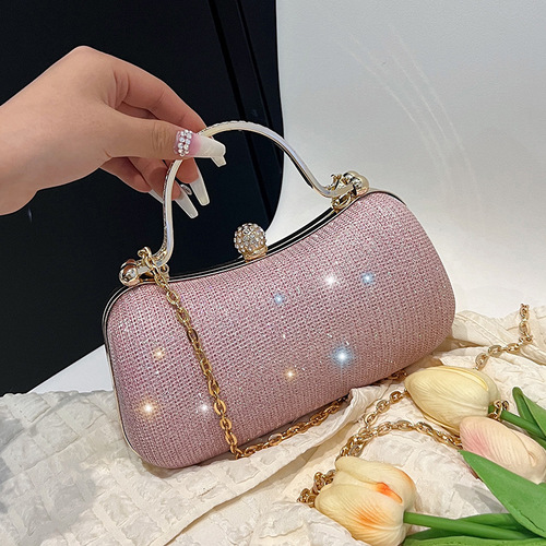 Evening banquet bag, popular this year, lady quality, exquisite women's bag, simple lock buckle small bag, shoulder and crossbody chain bag for women.