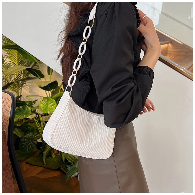 New Handheld Small Bag Single Shoulder Bag Fashionable Retro 2024 Corduroy Underarm Stick Bag Handbag for Women_voghion.com