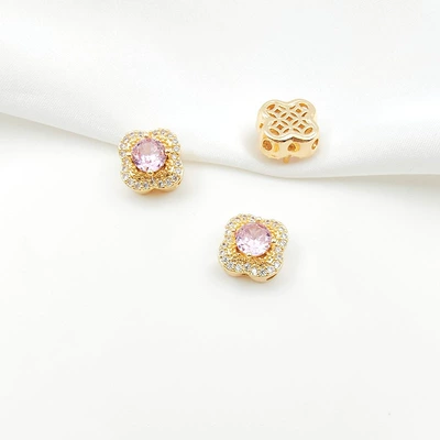 Zərgərlik ara hissələri – Beads Handmade Double-Row Pearl Bracelet - style-5-pink-zirconium-112mm-gold