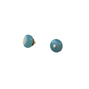 Amazon Supply Simple Versatile Earrings for Women Natural Ice Blue Water Jade Earrings 14K Gold Injection 925 Silver Earrings