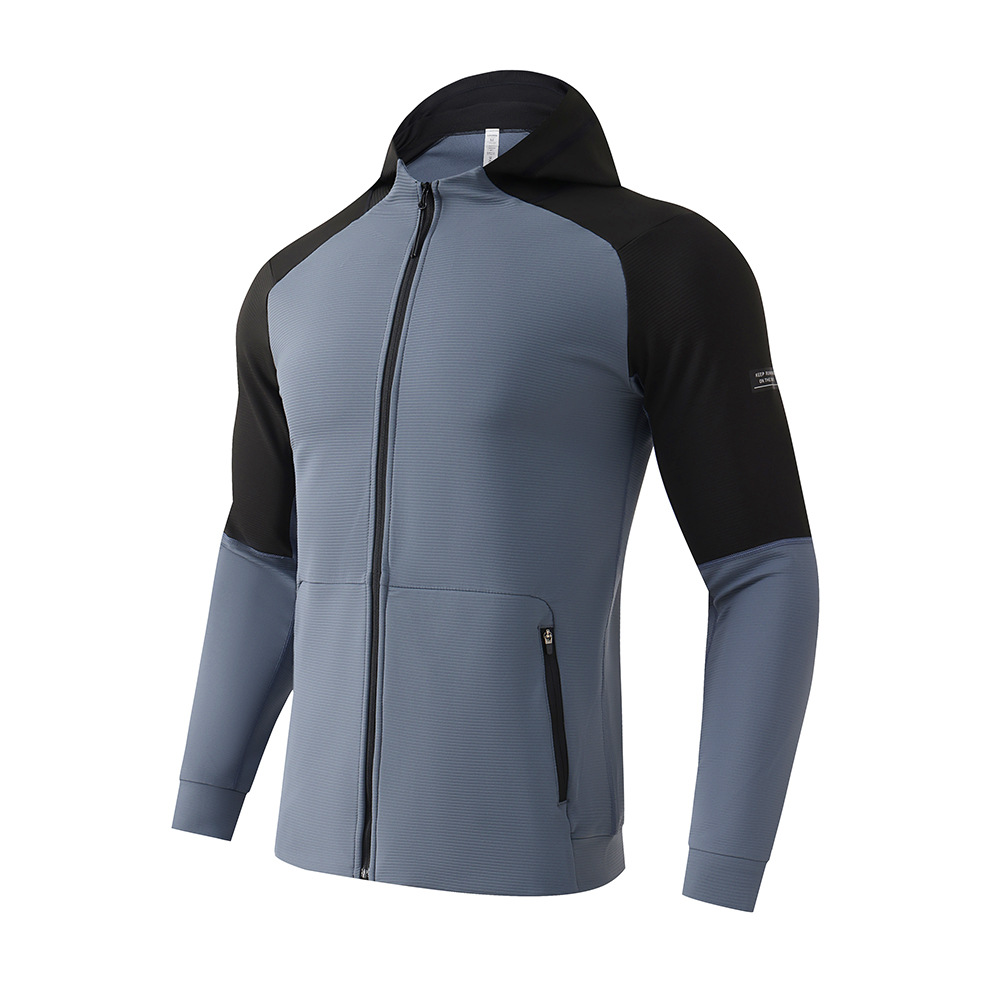 Otoño y invierno nueva chaqueta deportiva al aire libre chaqueta secado rápido chaqueta con capuzas cremallera manga larga ocio entrenamiento de entrenamiento de ejercicio chaqueta