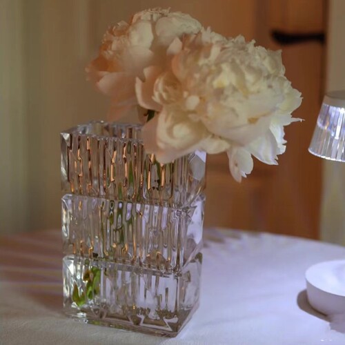 Wholesale crystal glass vase square thickened ornament light luxury high-end living room flower arrangement simple decoration bright same style