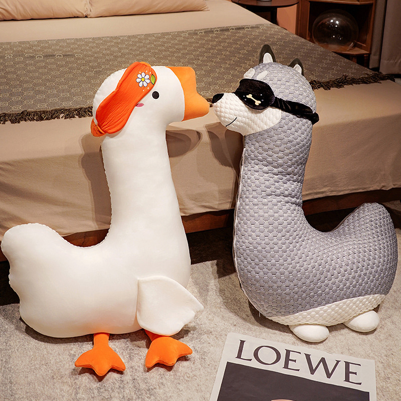 Ganso blanco grande pato de juguete felpa calmante muñeca cama almohada seda del hielo chica dormir pierna clip muñeca trapo