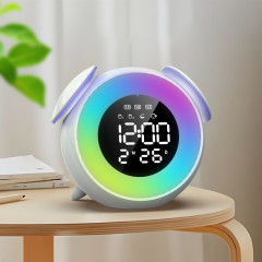 アマゾンの新型クールな覚醒灯目覚まし時計多彩な雰囲気灯多機能電子時計ledベッドヘッドランプ時計