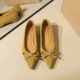 632-H115 Korean version fashionable bow, rhinestone, small flower tip, shallow mouth, one foot kick, high-end suede single shoe for women