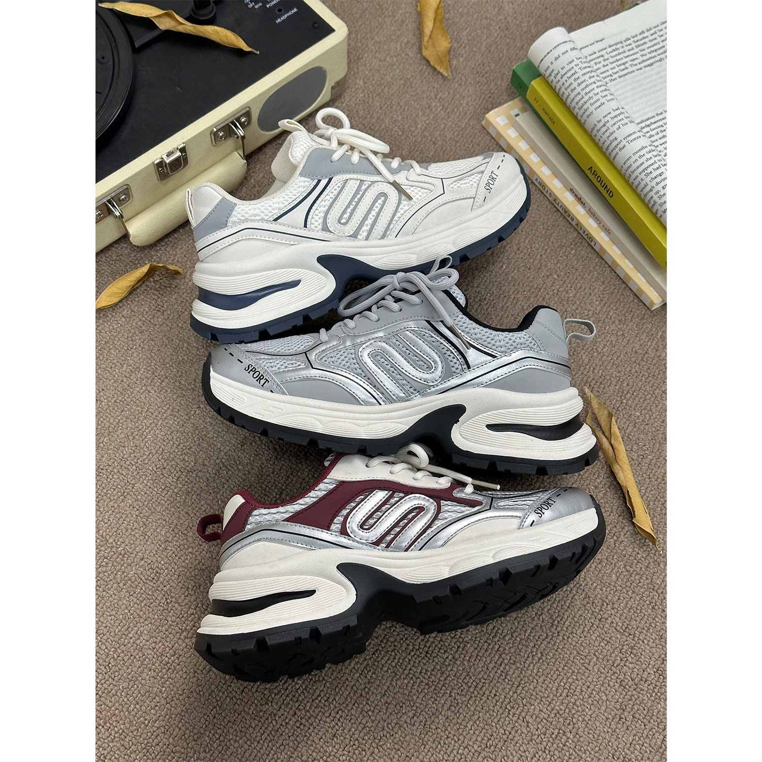 Yuanyi Shoes 2024 Spring New Thick Soled Dad Shoes Women's Versatile Sports Shoes MIS-1547_voghion.com