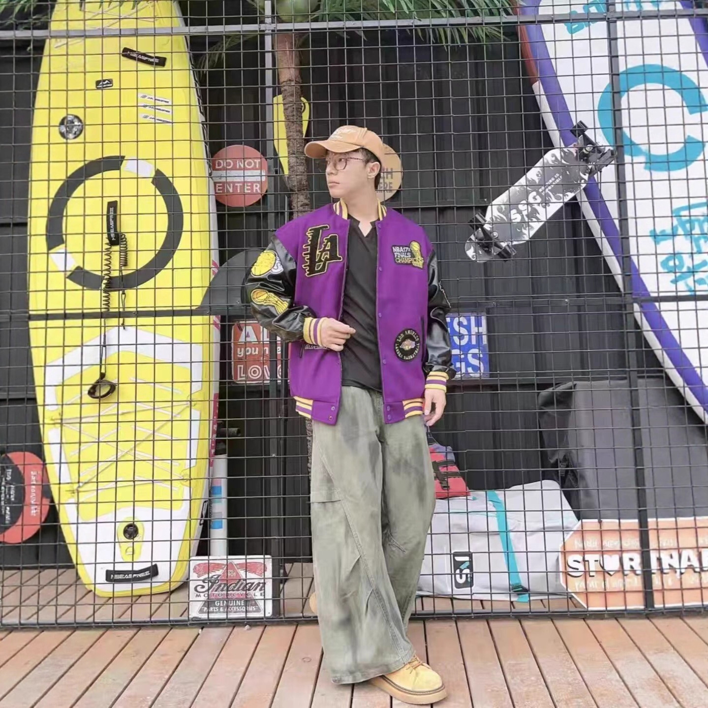 跨境卡通刺绣棒球服夹克男女春秋字母情侣潮嘻哈上衣宽松休闲外套