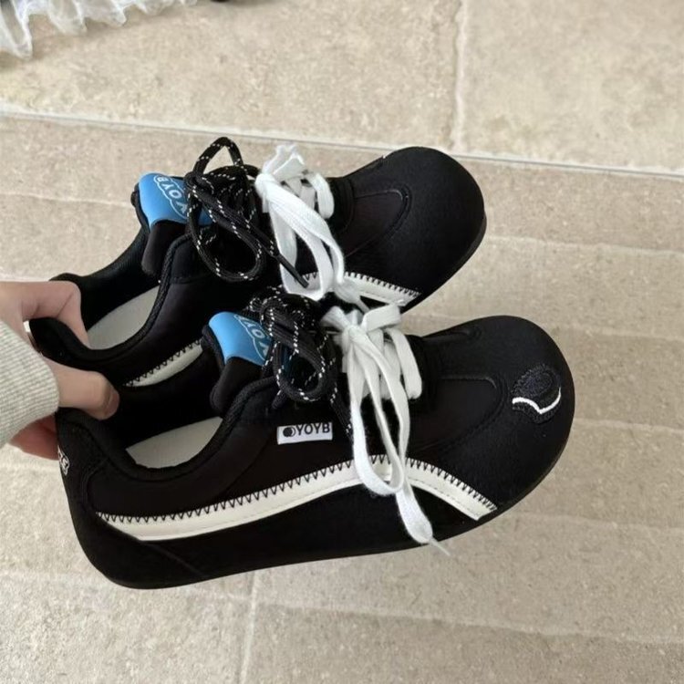 Retro Casual Sneakers for Women, Spring 2026, Versatile Soft-Soled Blue Cute German Training Shoes, Fashionable Loafers