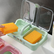 翻盖肥皂盒双格香皂盒家用带盖盒子双层大号沥水洗衣皂盒两个一体
