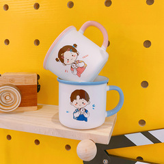 ins cartoon creative couple cup boy girl student water cup ceramic cup mug breakfast cup cute pair of cups