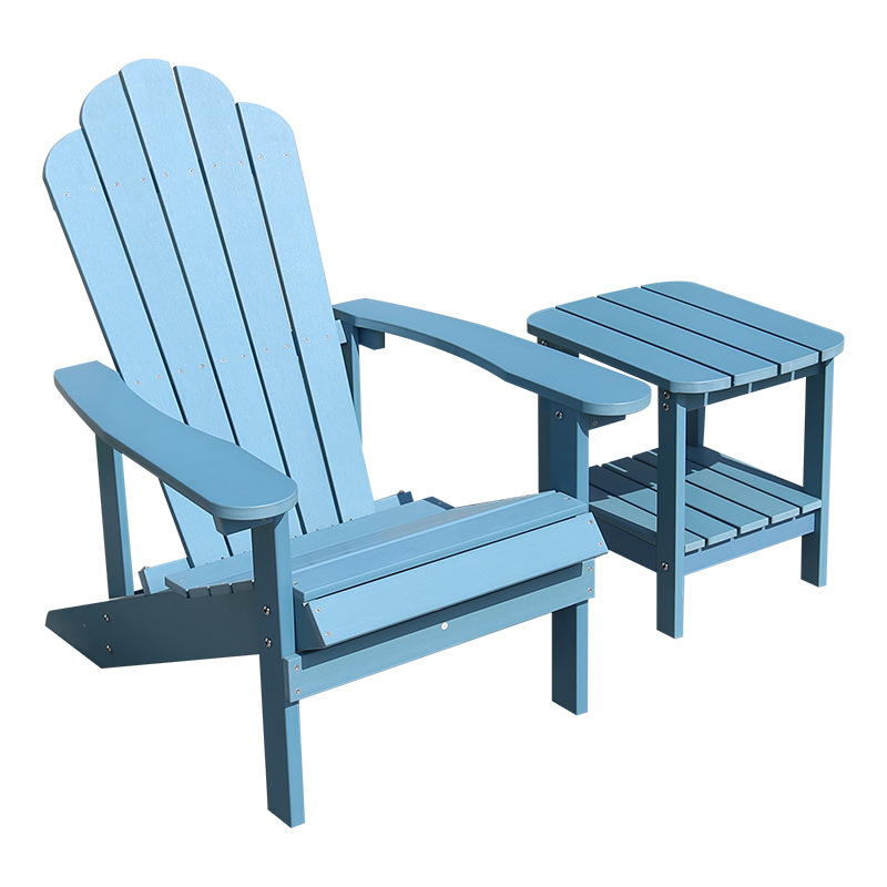 Mesa de centro doble con sillón de madera de plástico azul