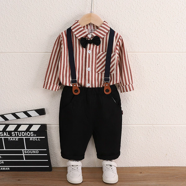 Cotton suspenders, red set