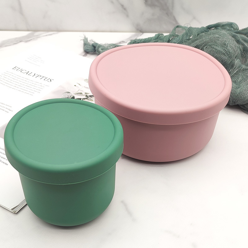 带盖野餐盒食品级硅胶保鲜便当盒冰箱整理收纳分装餐盒厨房用具