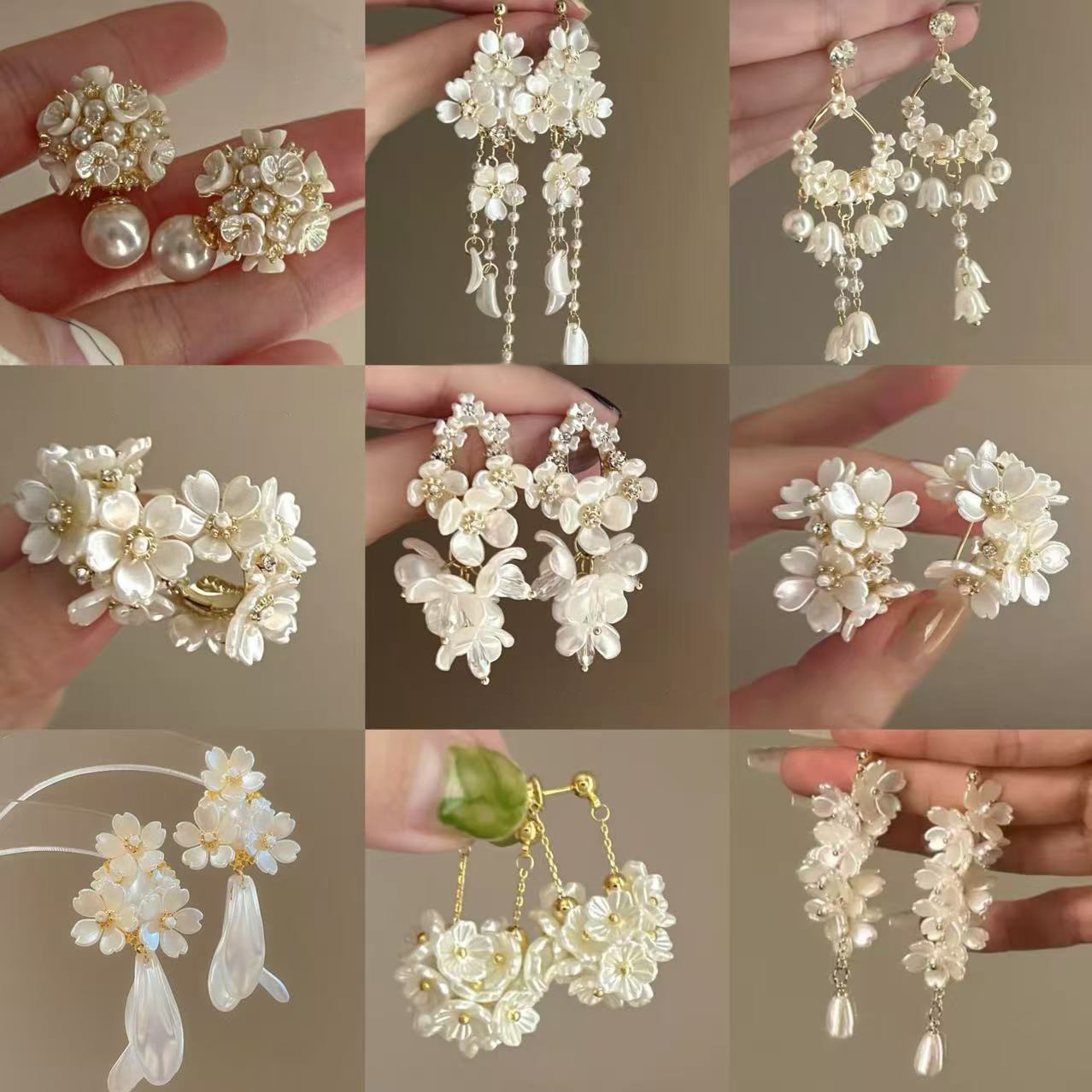 Pendientes de borla de flor de perla de aguja de plata Pendientes retro elegantes franceses Moda de nicho Pendientes de lujo ligero de alta gama Mujeres