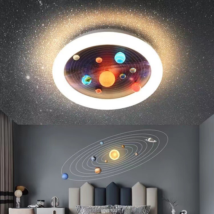 Children's Room ceiling lamp eight planets solar system lamp boy's room modern minimalist LED bedroom lamp