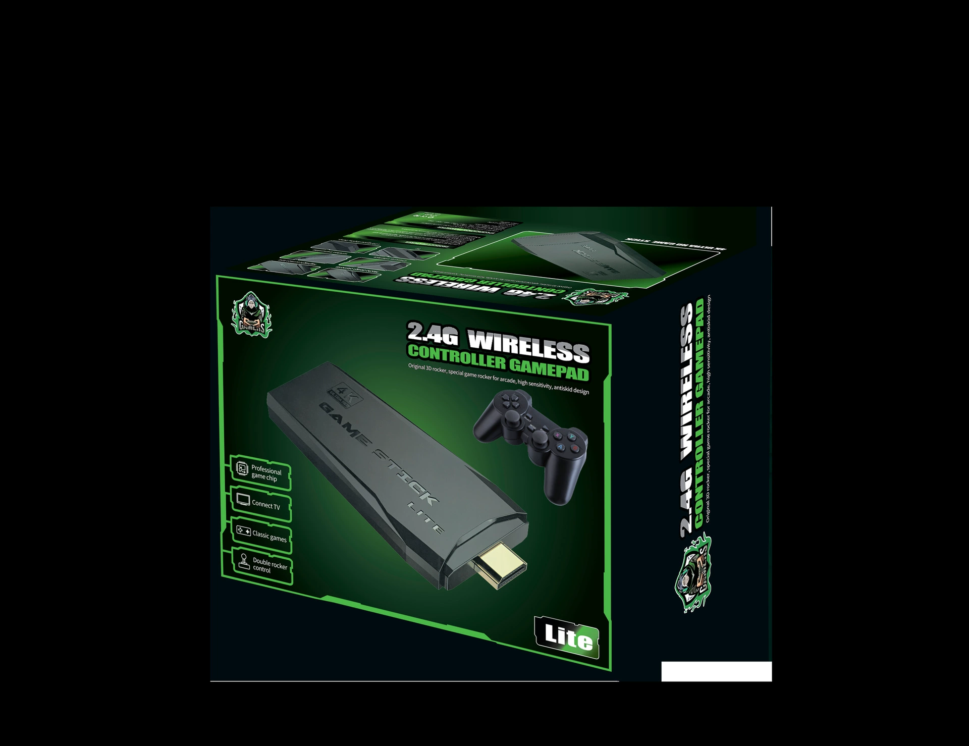 Wireless game console for double, classic retro joystick