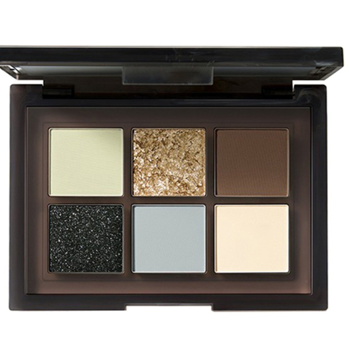 ¡Hermana fría y cansada del mundo! Black Sea Sombra de ojos de seis colores con cuentas mate, negro y azul truncado pequeño plato integral ahumado