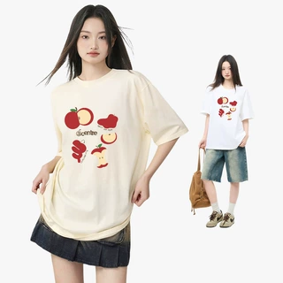 夏季潮流简约印花短袖t恤女cityboy宽松休闲风圆领纯棉半袖上衣女