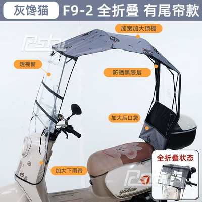 New Battery Electric Vehicle Elektromobil üçün ön şüşə çətiri (günlük) - f9-2newly-upgraded-fifth-generation-fully-folding-awning-gray-cat-with-tail-curtain-photographed-with-mirror-other